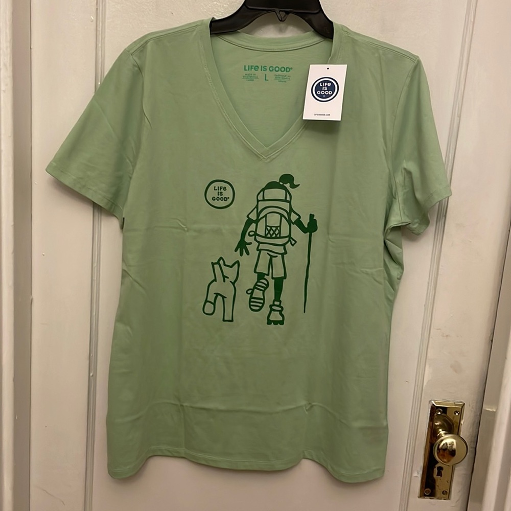 NWT Life is good V neck Jackie Rocket tee.